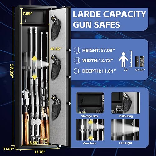 Large Gun Safe for Rifles and Pistols with Removable Shelf P982506