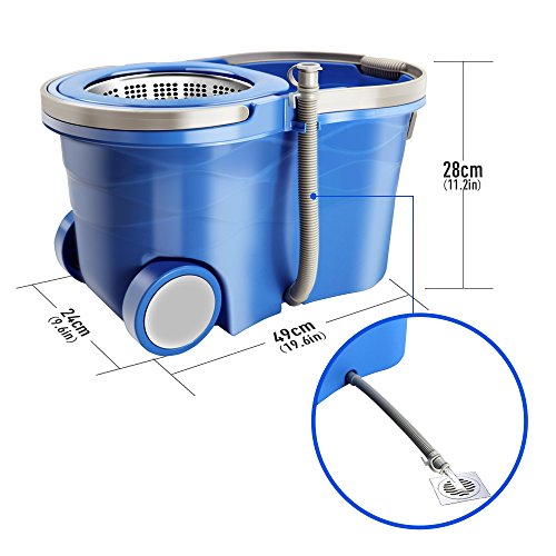 Mop Bucket with Wringer Set, Spin Mop with Easy Move Wheels, Stainless Steel Handle, 5 Microfiber Refills Z437