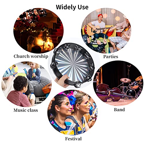 10 inch Tambourine with Double Row Jingle Hand Drum K404