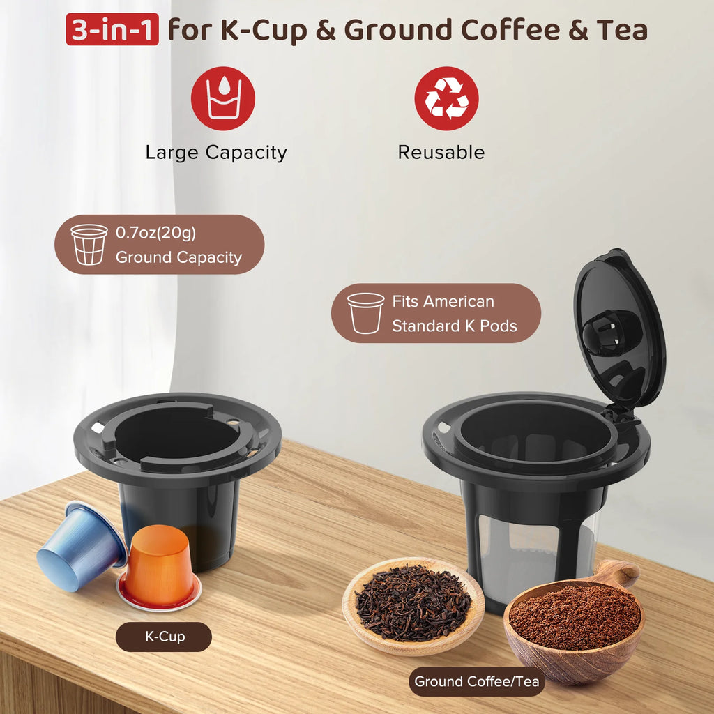 Single Serve Coffee Maker with Ground Coffee Basket, 12 Oz Brew Size N685237