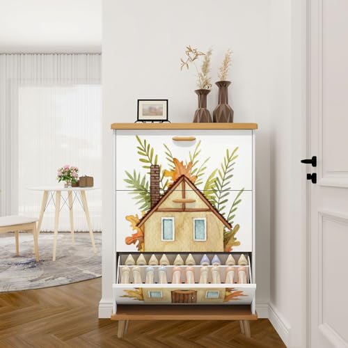 Shoe Cabinet with 3 Drawers, Wooden Entryway Organizer O45951