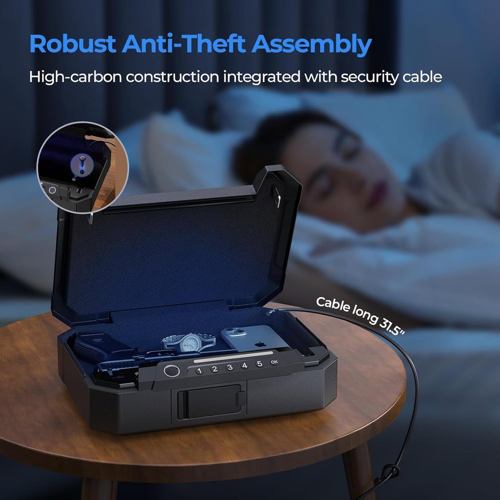 Biometric Gun Safe with Fingerprint Access and USB-C Charging C8258