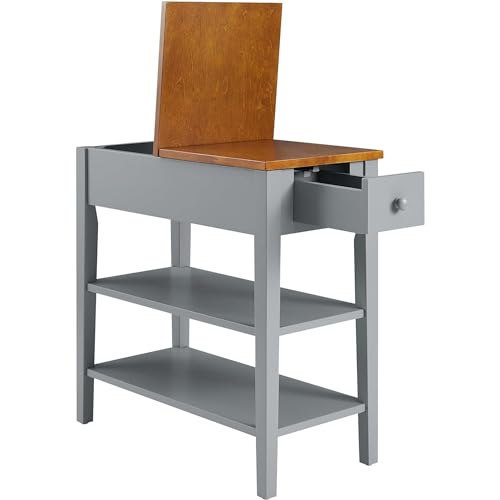 Side Table with Charging Post and USB Port, Gray A883