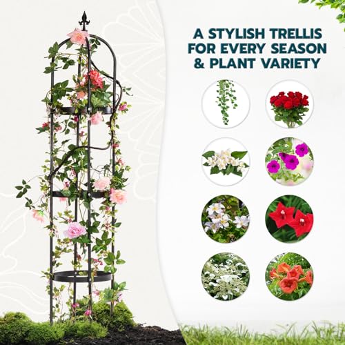 Metal Obelisk Trellis for Climbing Plants Outdoor 6ft U952429