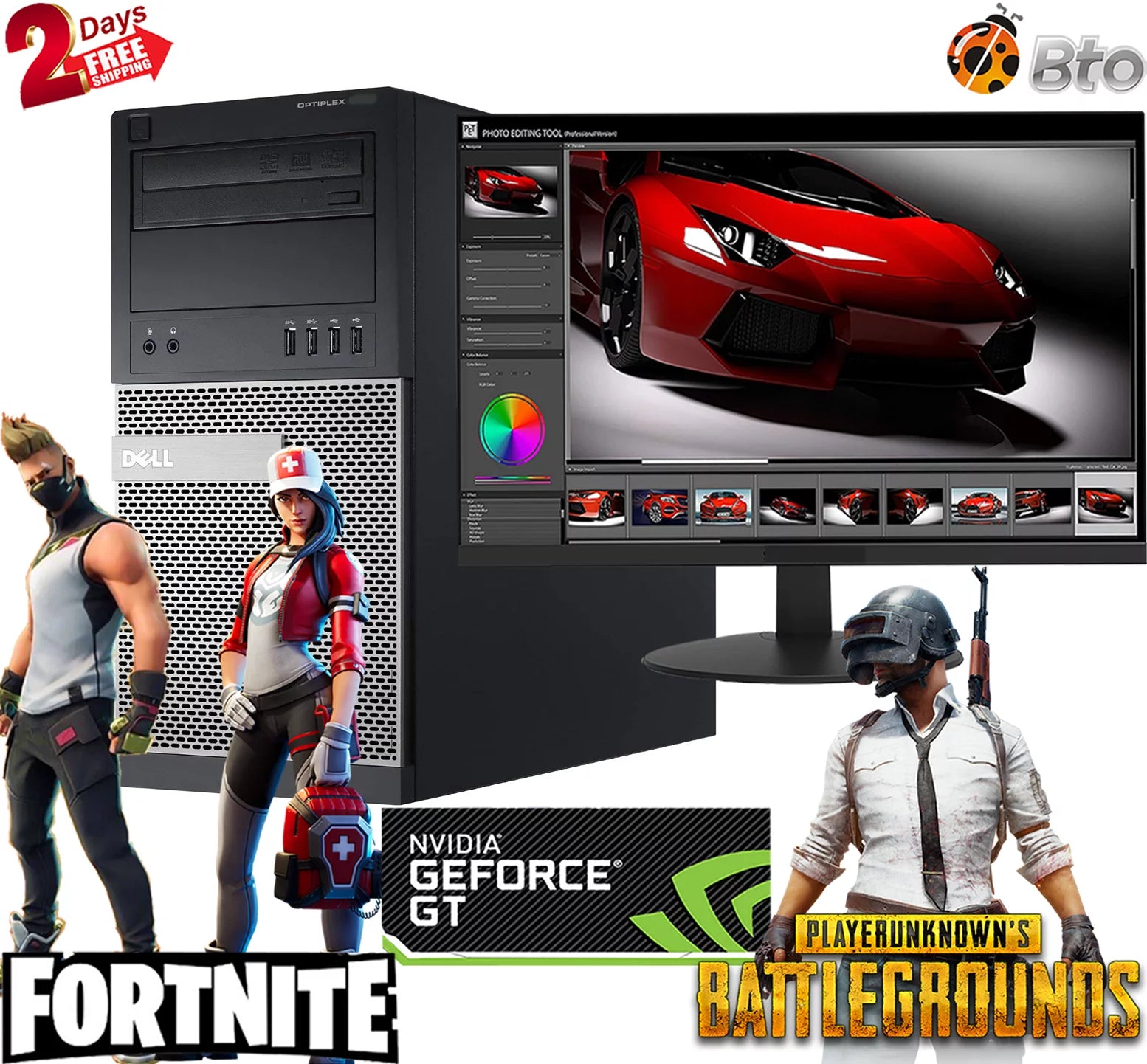 Restored Gaming Dell Desktop Tower Computer PC Intel Core i5 Processor 16GB Ram, 1TB HDD New 22 inch Monitor NVIDIA GeForce GT 1030 Bto KB & Mouse WiFi, DVD Windows 10 (Refurbished)