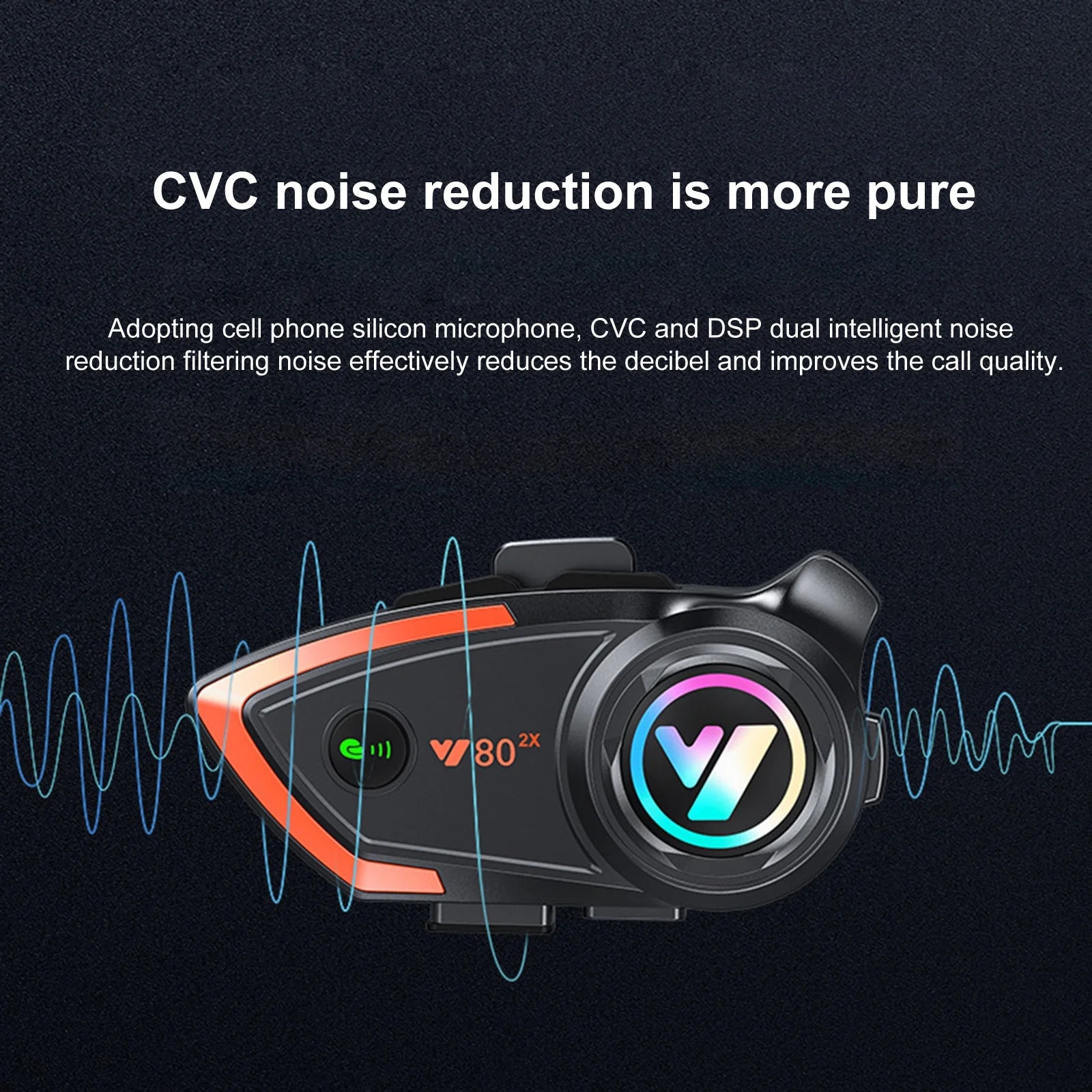 Wireless Helmet Headset with Noise Reduction, IP67, 1000M Range V7227