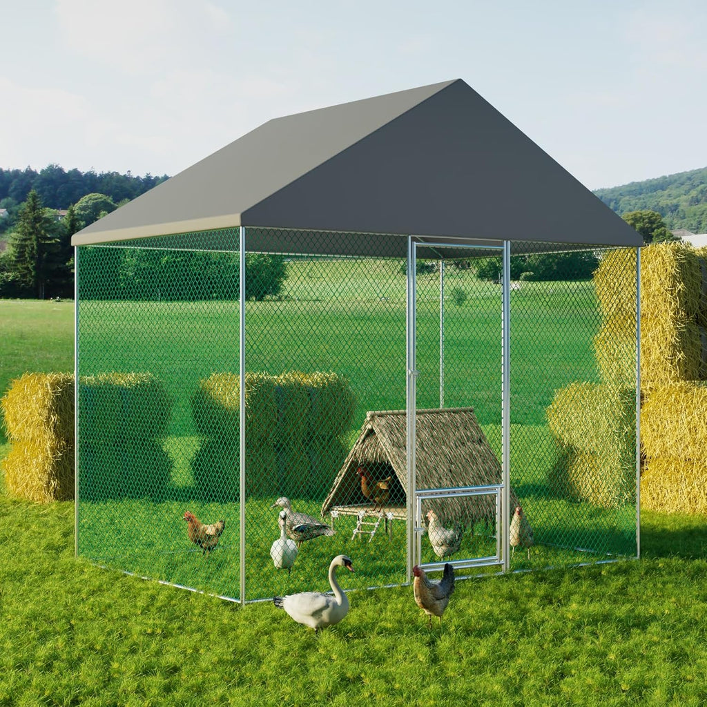 Walk-in Chicken Coop Run with Waterproof UV-Proof Cover M5799