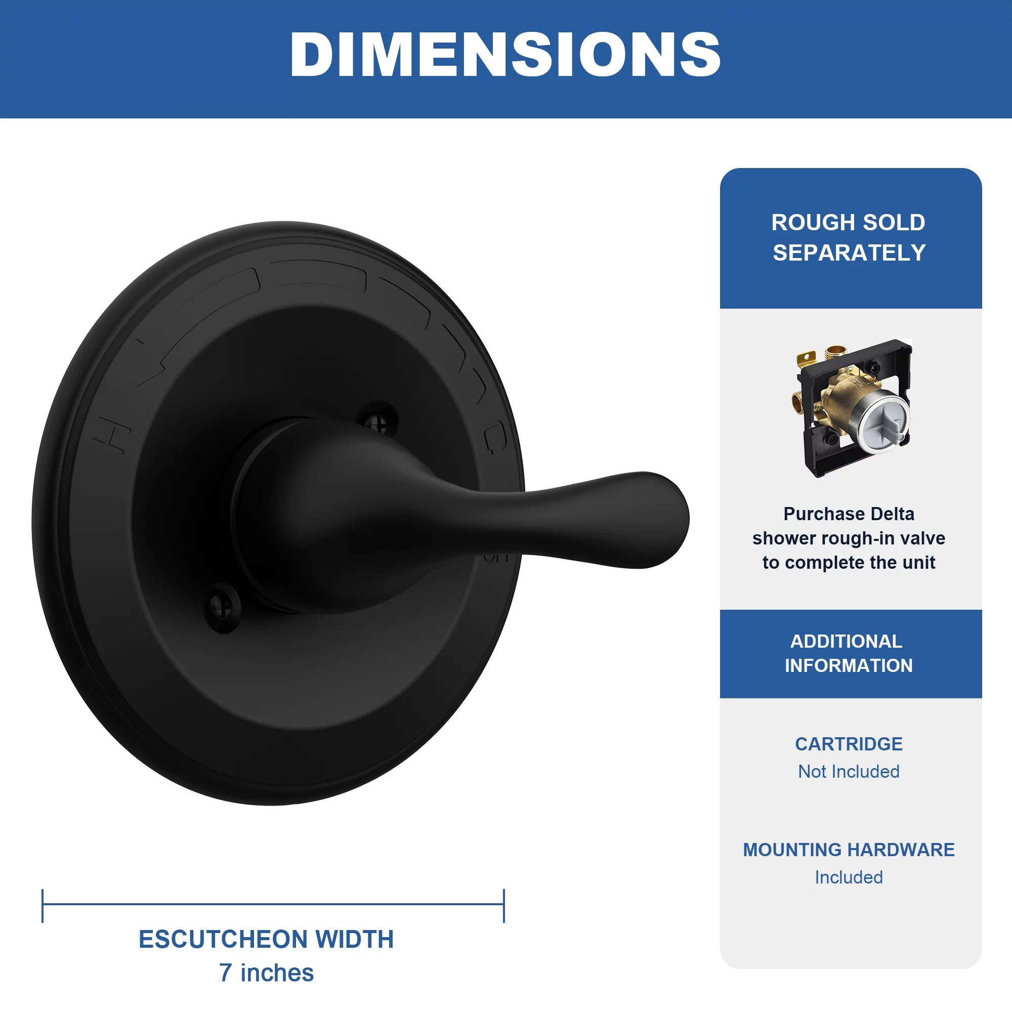 Shower Valve Trim Kit, Single-Function, Matte Black J2602