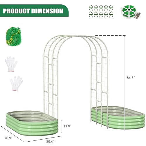 Metal Raised Garden Bed with Arch Trellis for Climbing Plants E8630