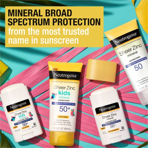 Mineral Sunscreen Lotion SPF 50, Water-Resistant, 3 fl. oz, Pack of 3 I527194