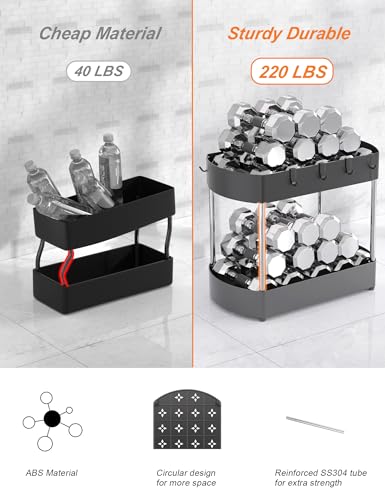 Under sink organizer and storage for kitchen or bathroom, black, 2 pack E75436