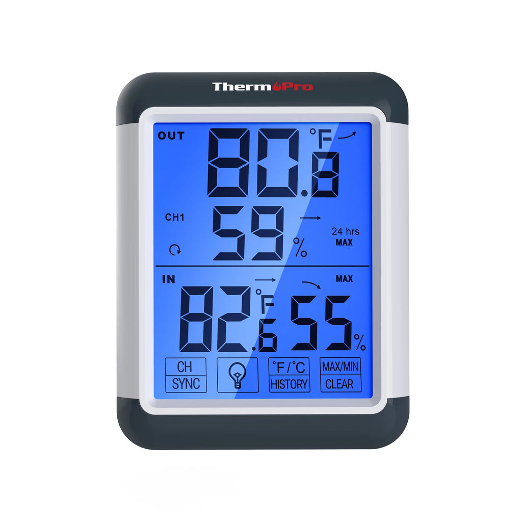 Indoor Outdoor Thermometer Wireless Hygrometer with Touchscreen J874