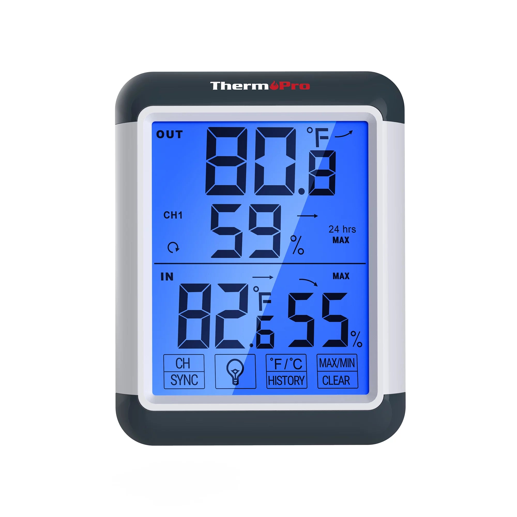 Indoor Outdoor Thermometer Wireless Hygrometer with Touchscreen J874