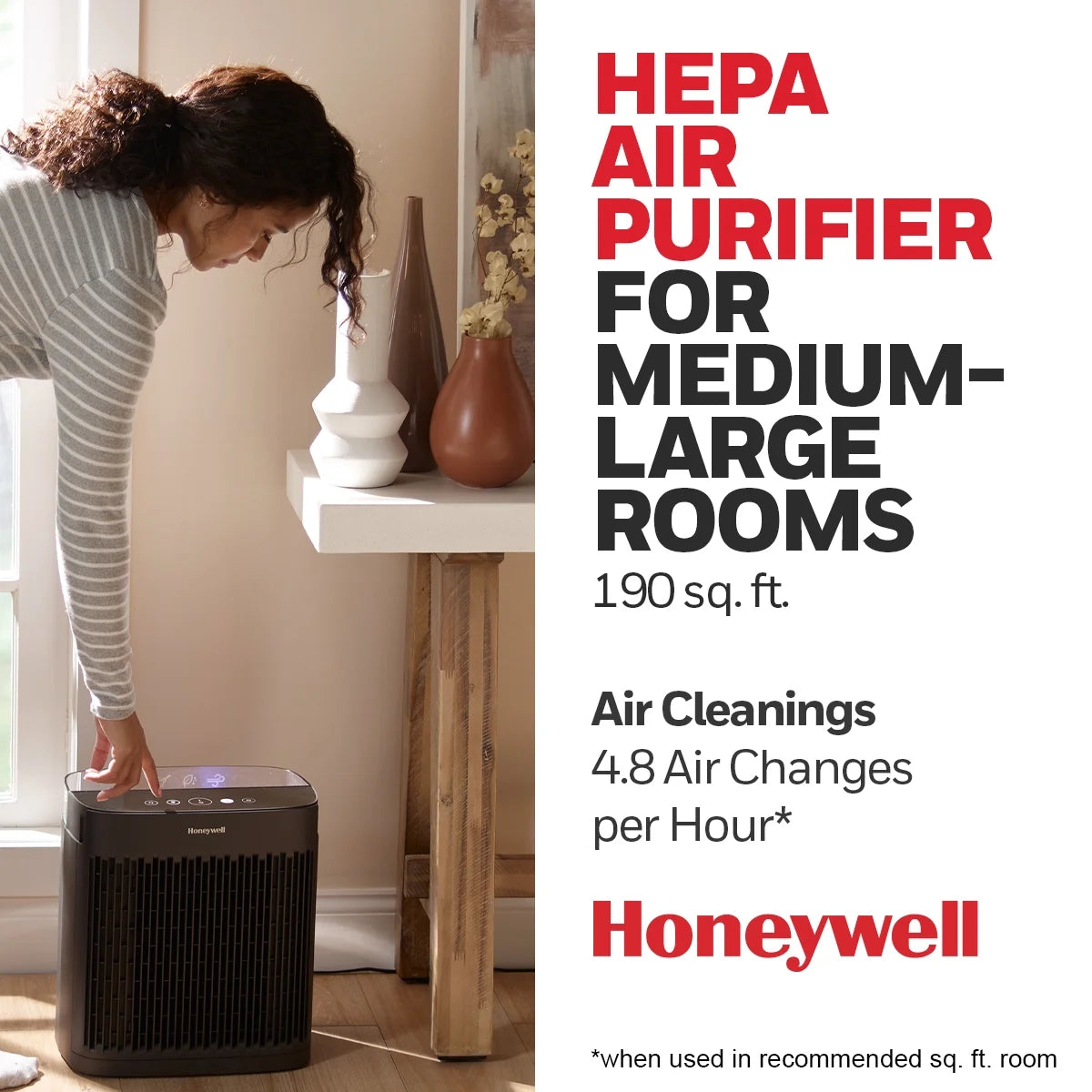 HEPA Air Purifier for Allergen, Smoke, Pollen, Dust Reduction V410